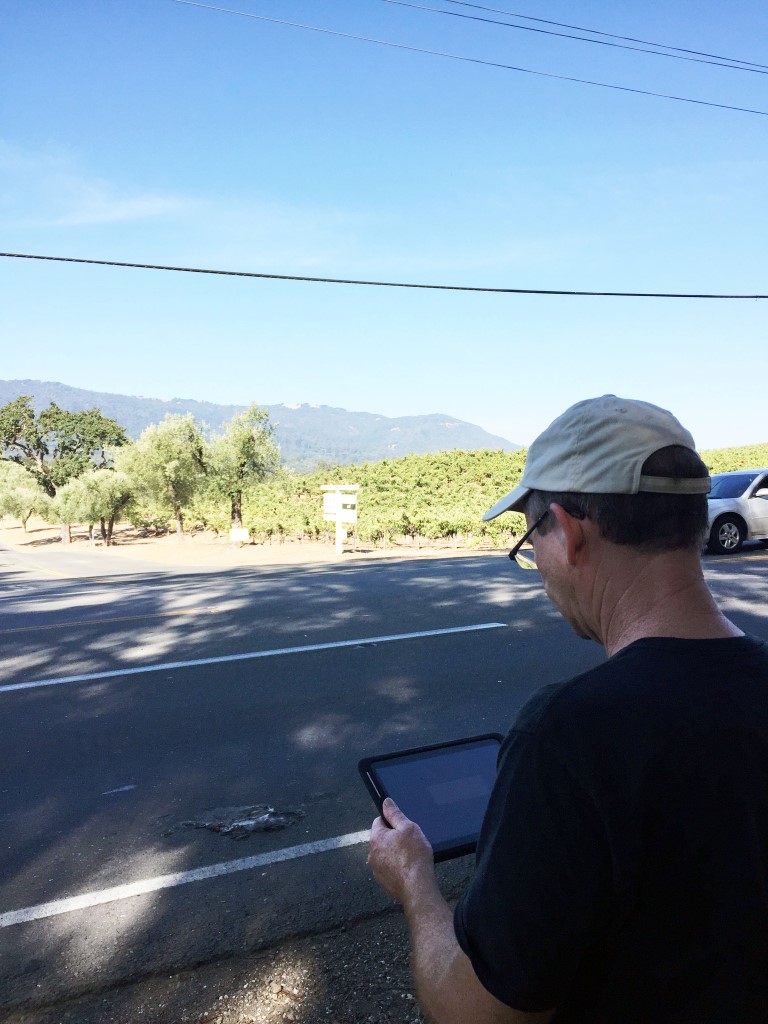 Sonoma Land Trust staff recording roadkill observation in Sonoma Valley, Jen Stanfield, Sonoma Land Trust 